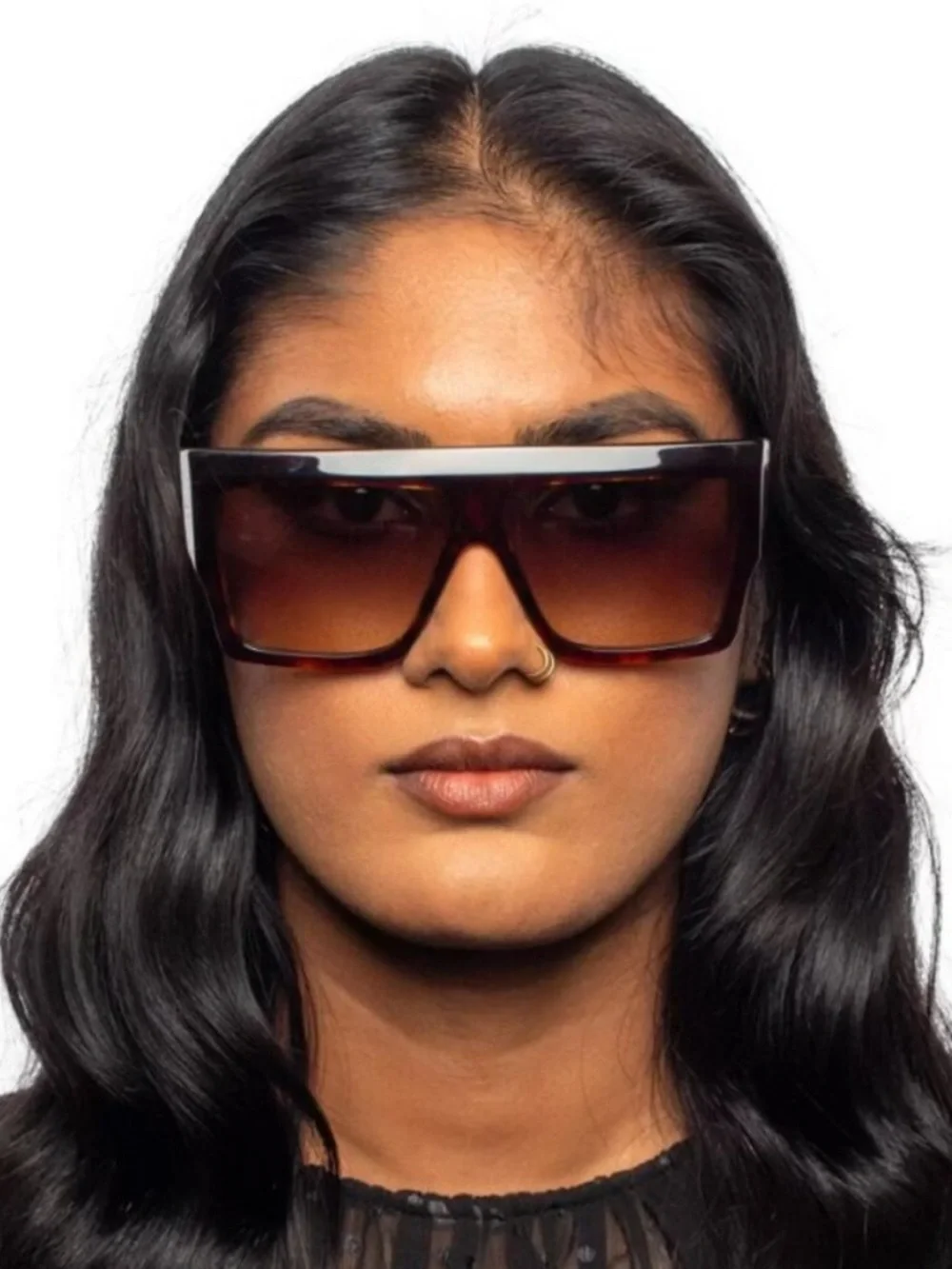 CELINE CL400921 60mm Oversized Square Unisex Sunglasses NWT Dark Havana 52F